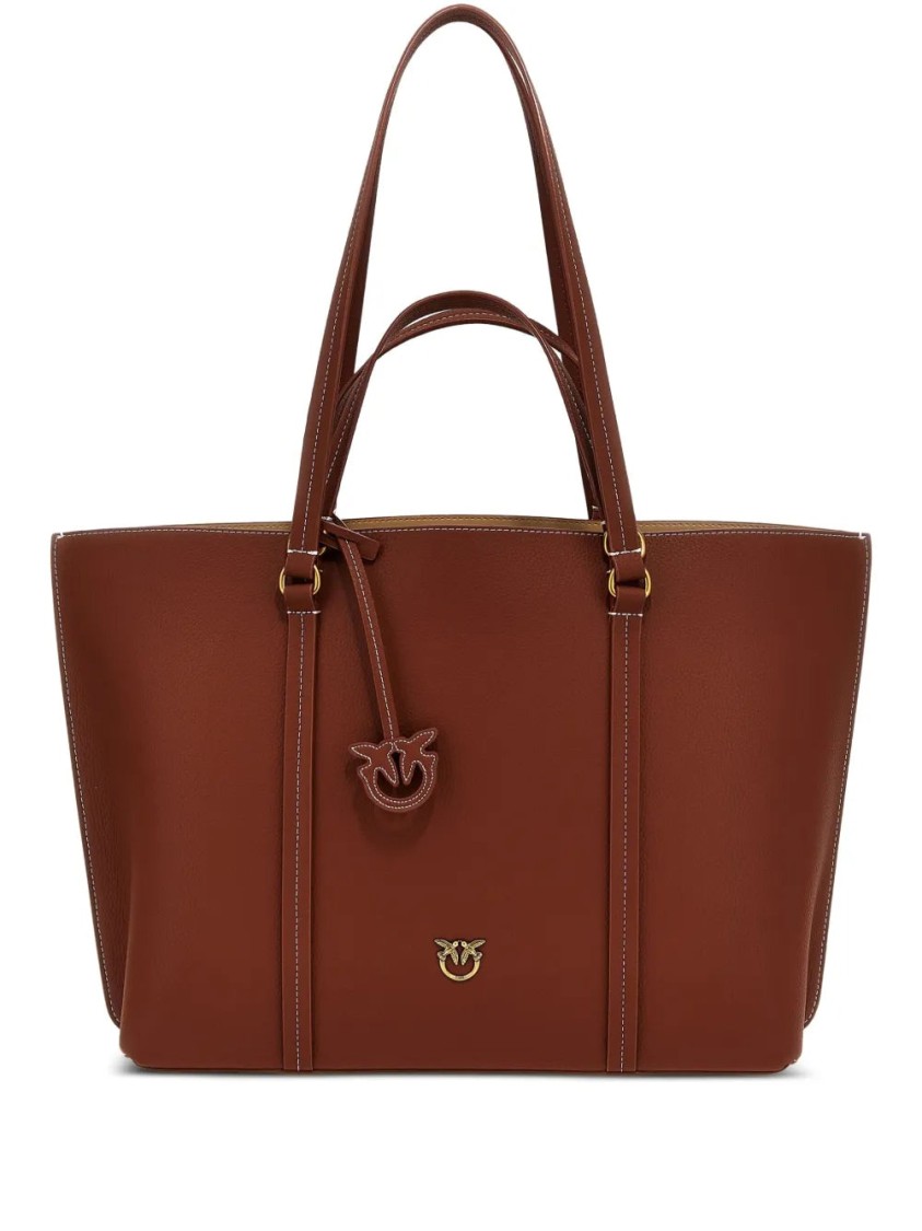 Pinko Large Love-birds Tote Bag In Red