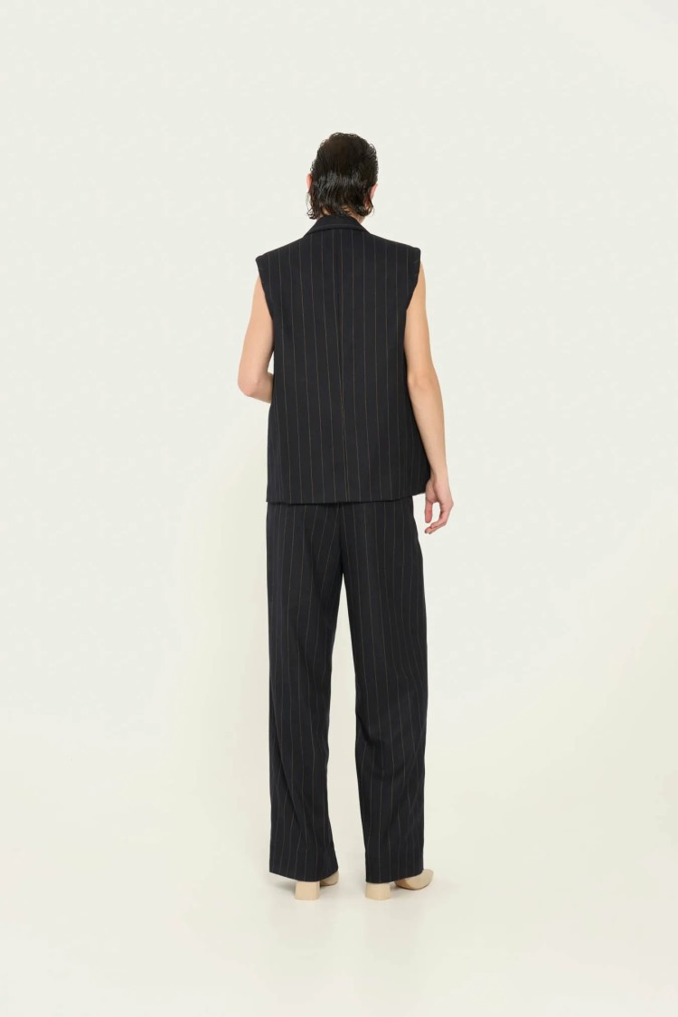 Vicario Cinque Wide-leg Pinstriped Stretch Flannel Trousers With Pleats In Blue