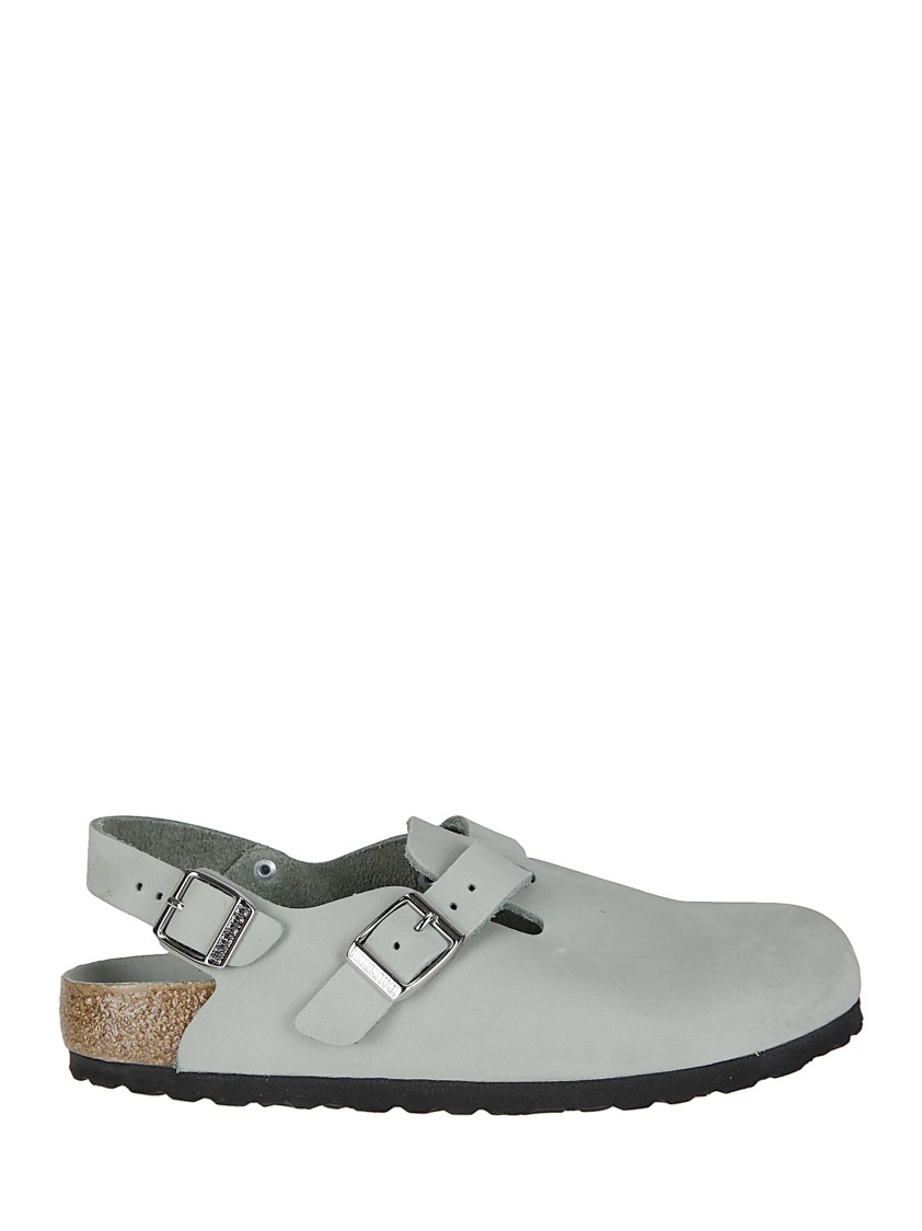 Birkenstock 'tokio' Light Blue Mules With Buckles On The Front And Back In Gray