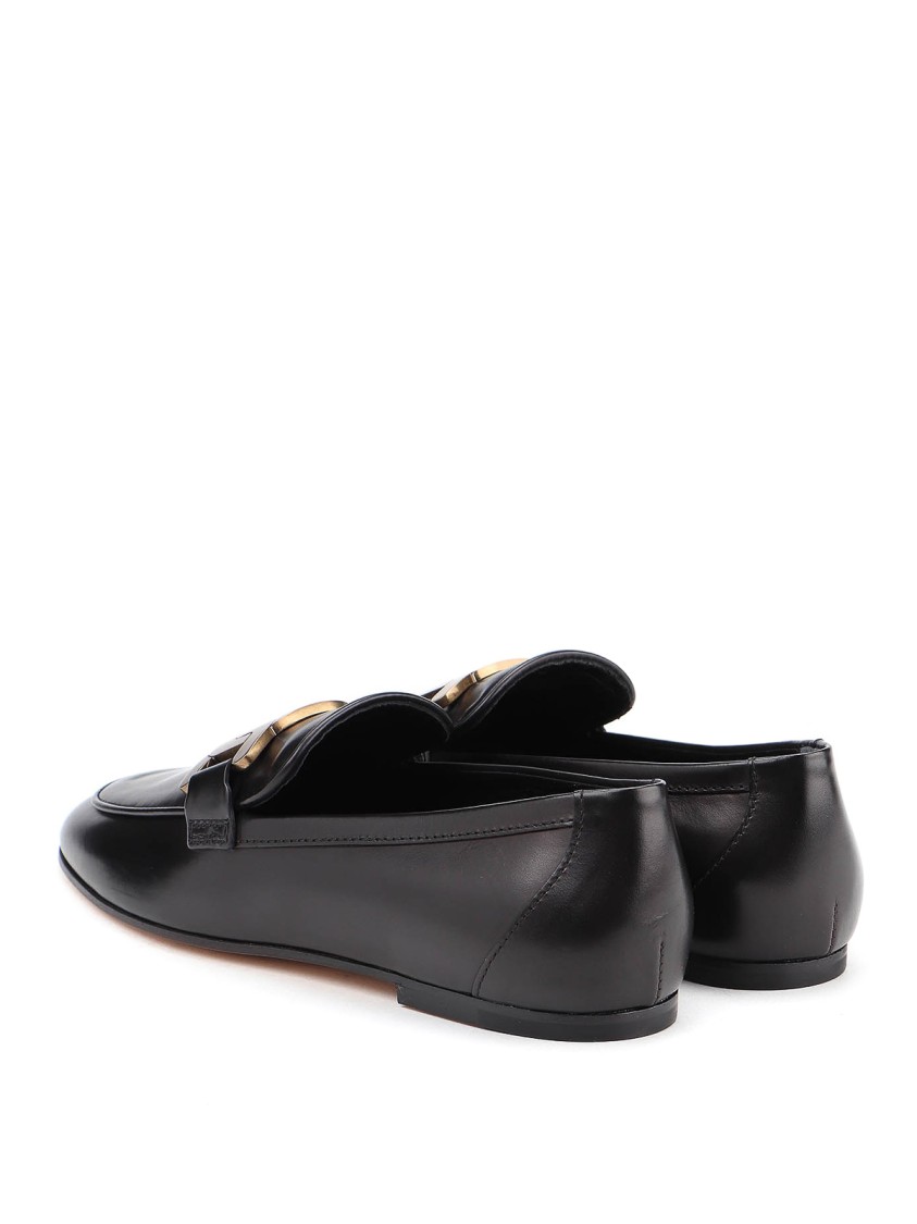 Tod's Refined Leather Loafers With Gold-tone Buckle In Black