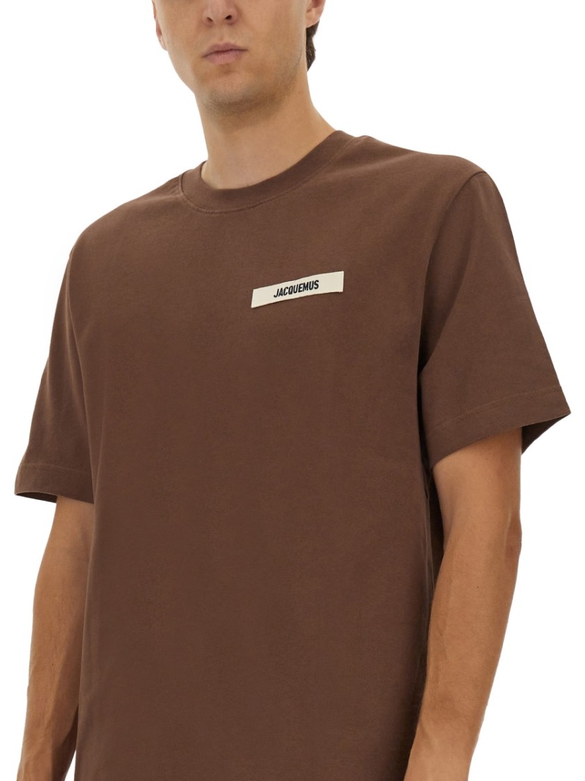 Jacquemus Gros Grain Cotton Crew-neck T-shirt In Brown