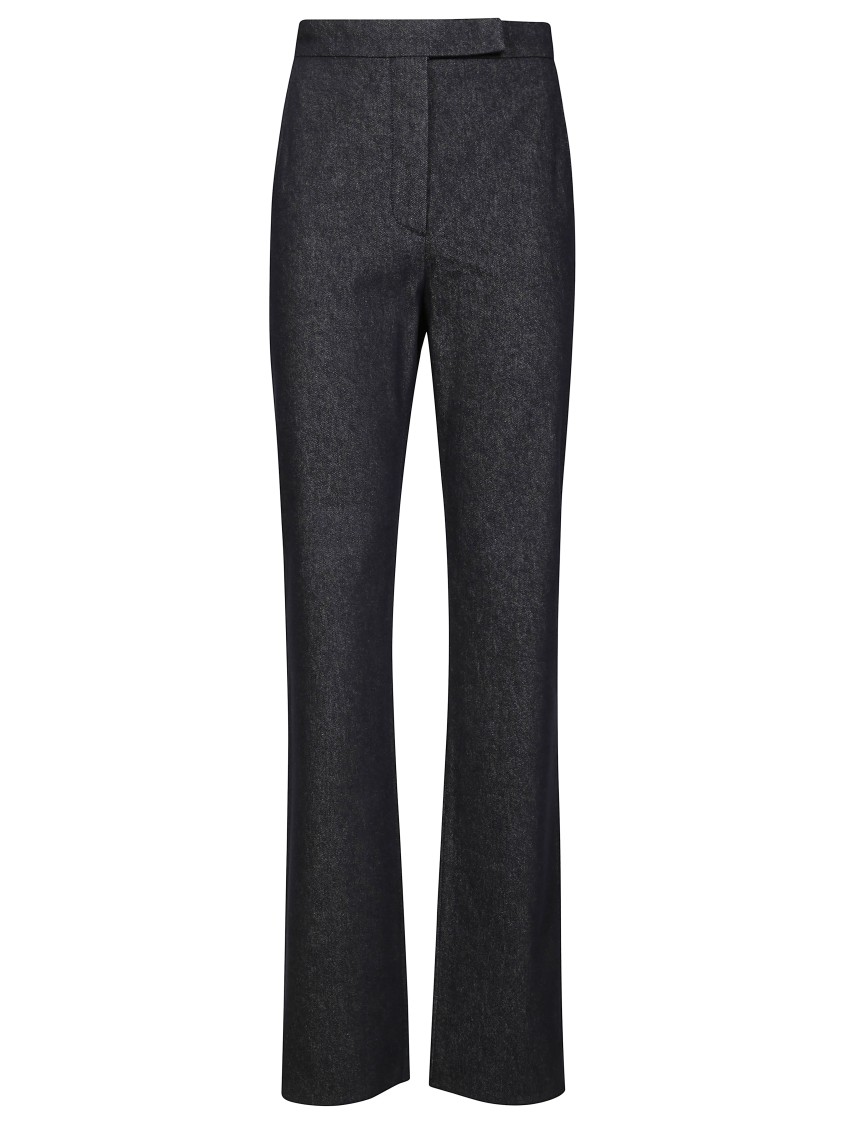 Max Mara Galizia Straight-leg Tailored Pants With Subtle Sheen In Black