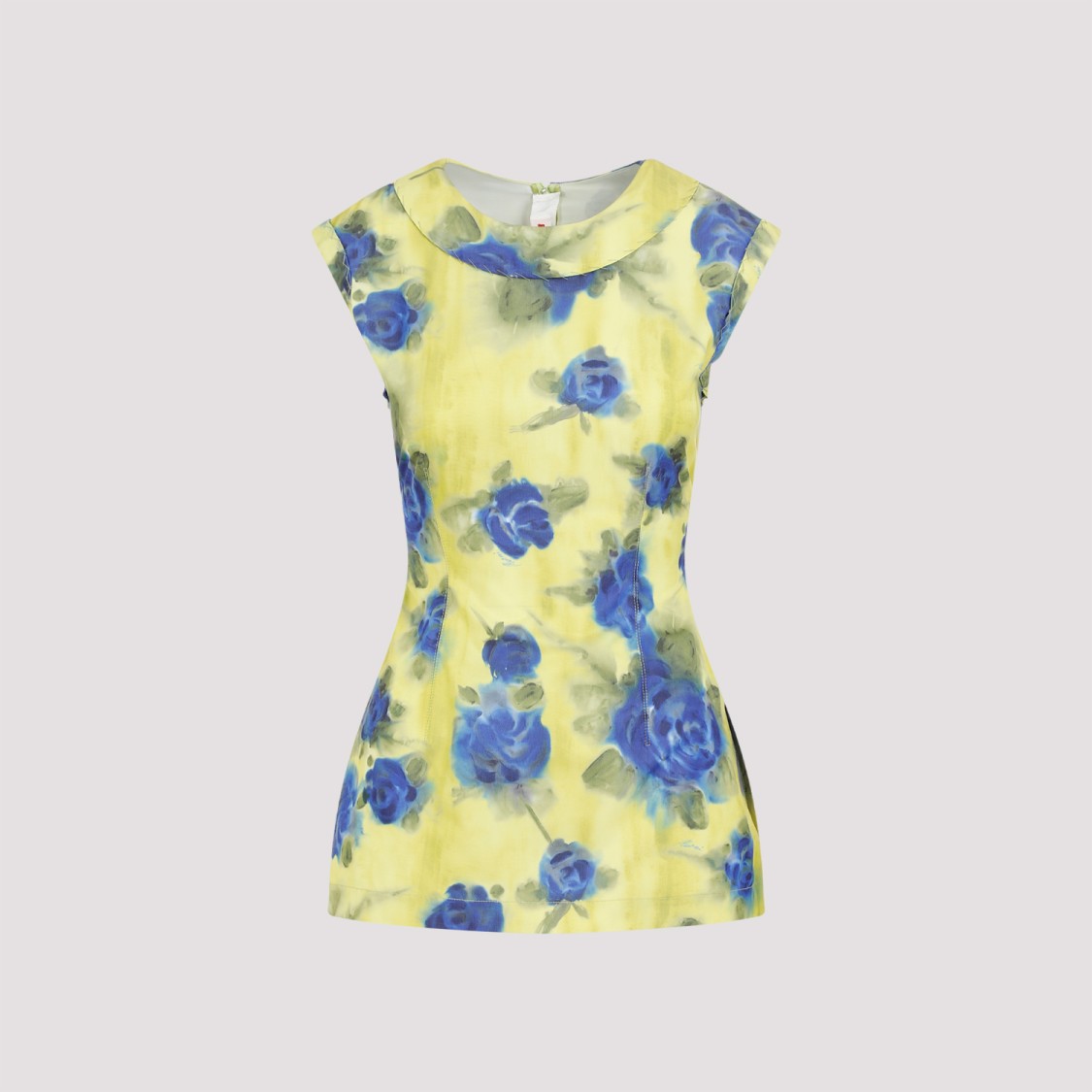 Marni Floral Print Top With Zig-zag Seam Detail