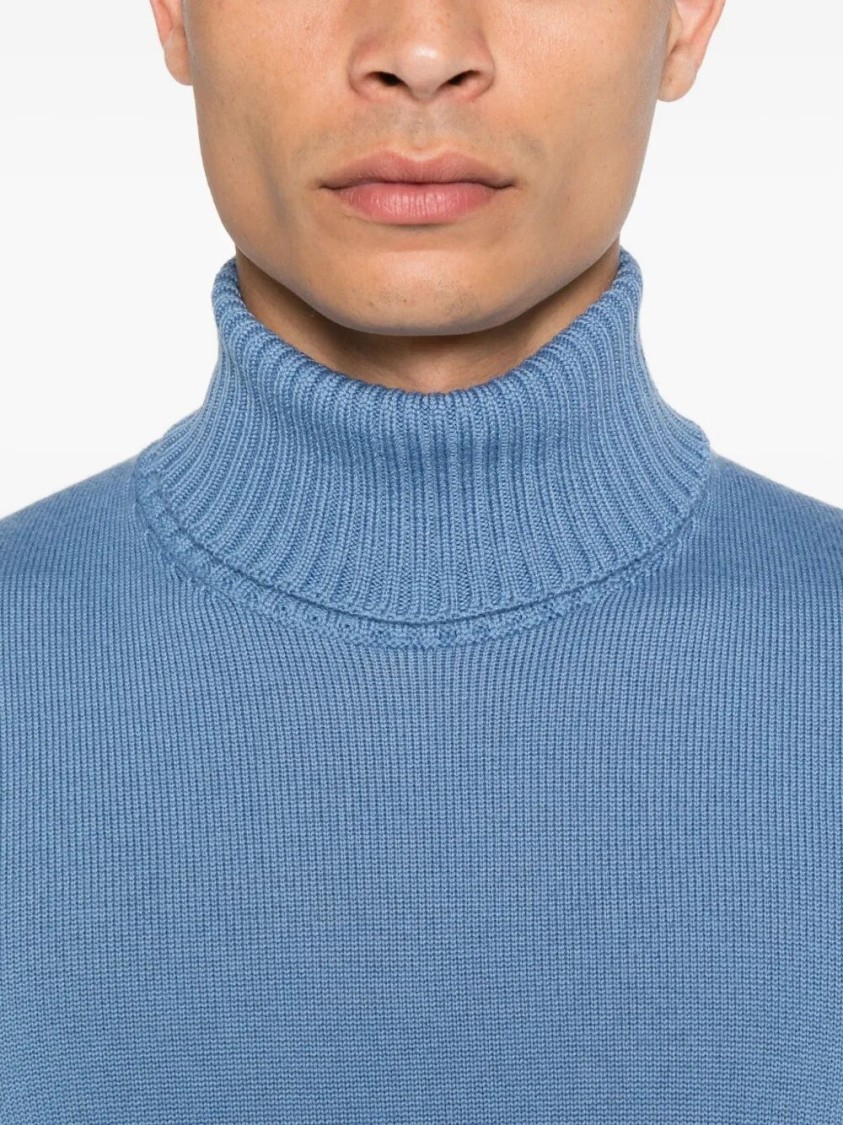 Drumohr Long Sleeve Turtle-neck Sweater In Blue