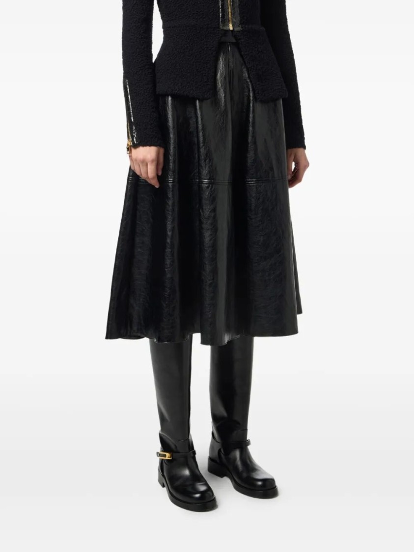 Elisabetta Franchi Flared Midi Skirt With High Waist In Black