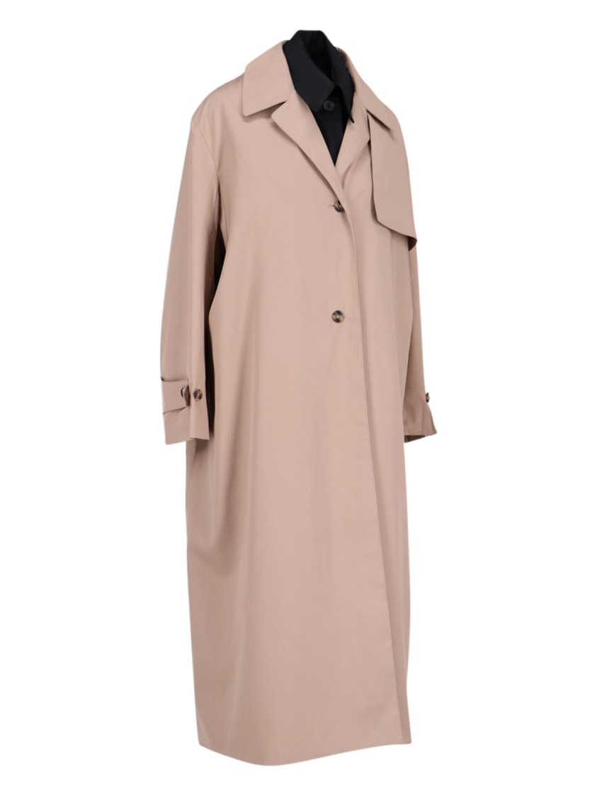 Shop Rokh Beige Double Layer Trench Coat In Black