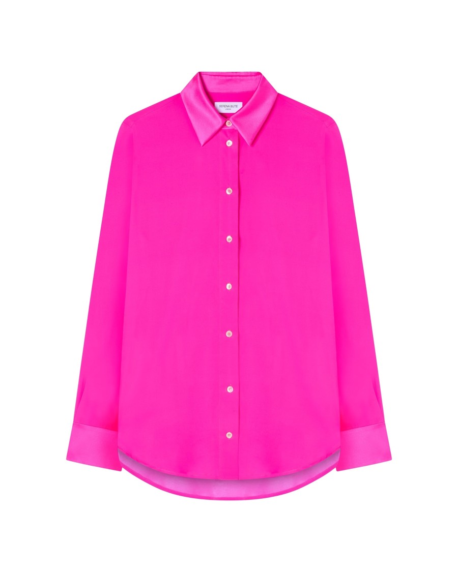Serena Bute Silk Classic Shirt - Neon Pink In Pink