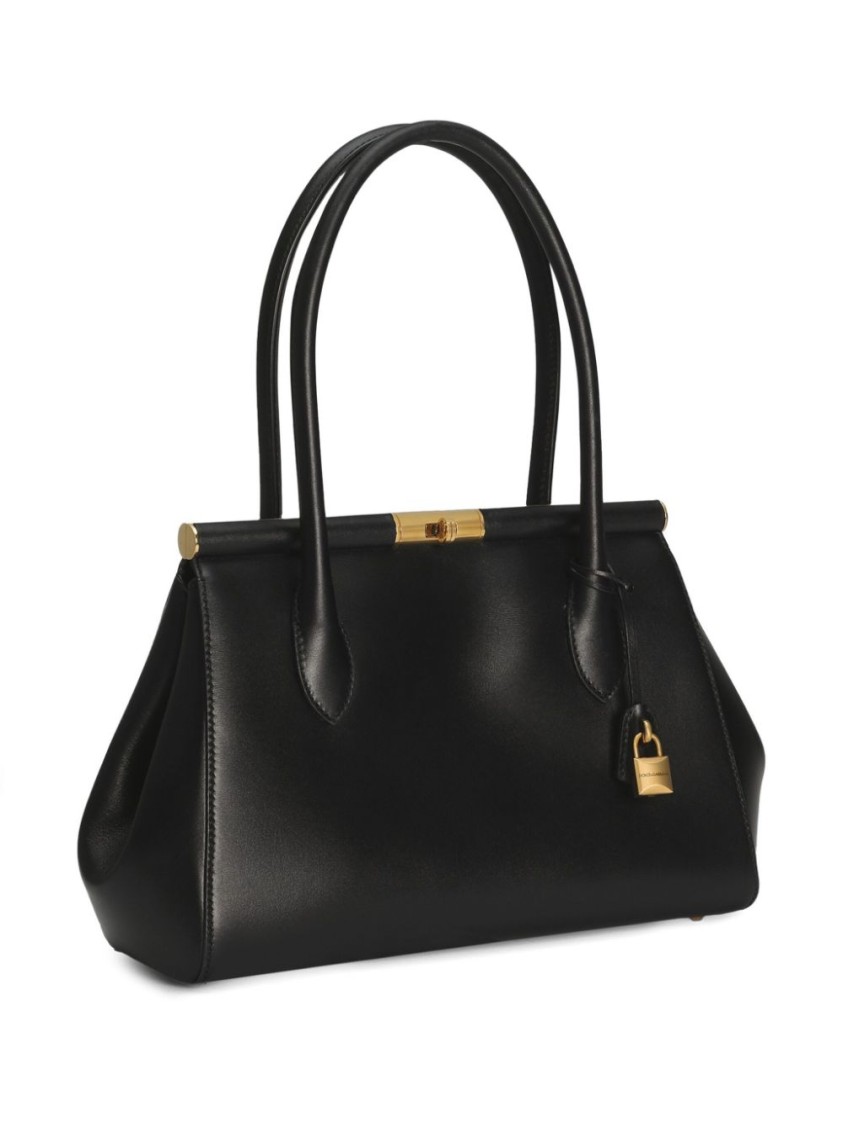 Dolce & Gabbana Structured Black Handbag In Black