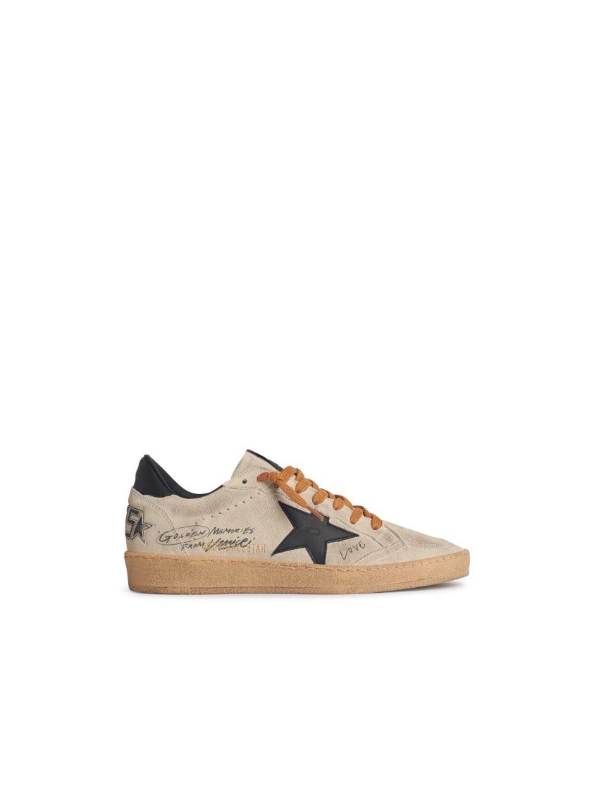 Golden Goose Ballstar Suede Upper Toe Tongue And Spur Leather Star And Heel Sneakers Black In Nude