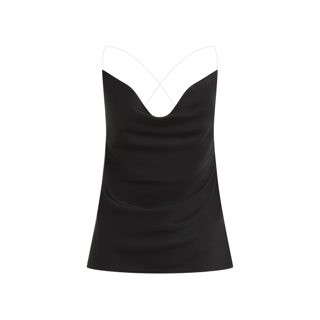Y/project Satin Top With Draped Neckline And Low In Black