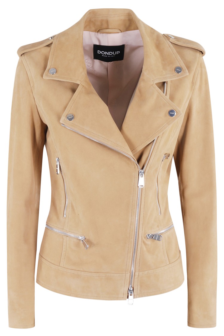 Shop Dondup Fitted Biker Jacket In Brown