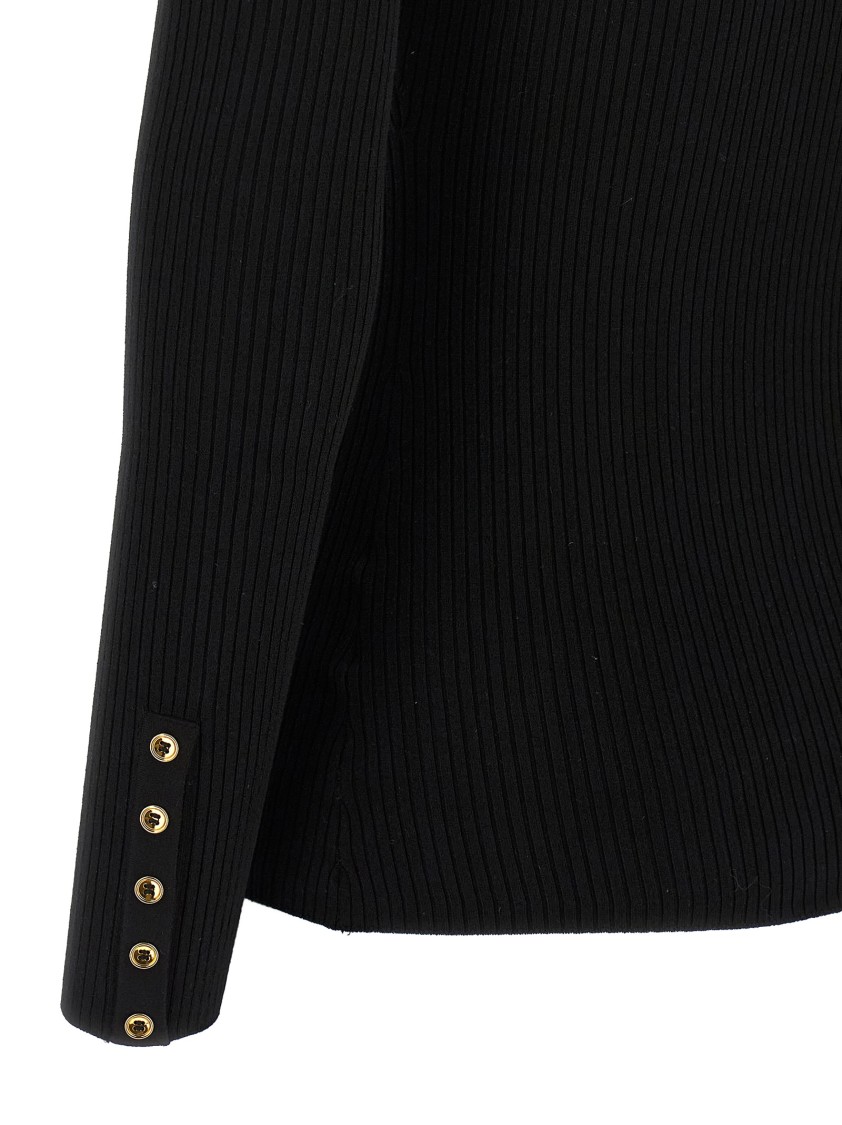 Elisabetta Franchi Ribbed Turtleneck Sweater Sweaters And Cardigans Black In Black