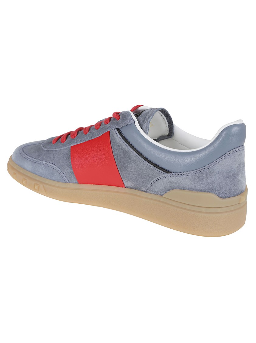 Valentino Garavani Men Upvillage Low Top Sneaker In Split Leather And Calfskin Nappa Leather In Grey