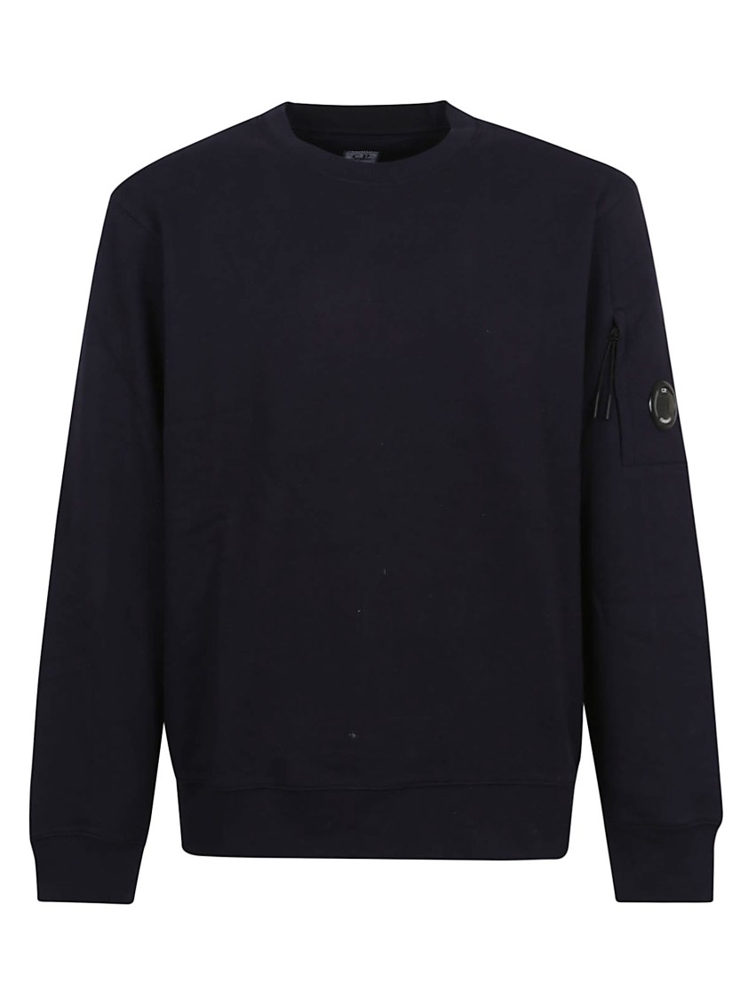 Shop C.p. Company Blue Cotton Sweatshirt With Unique Sleeve Pocket Detail