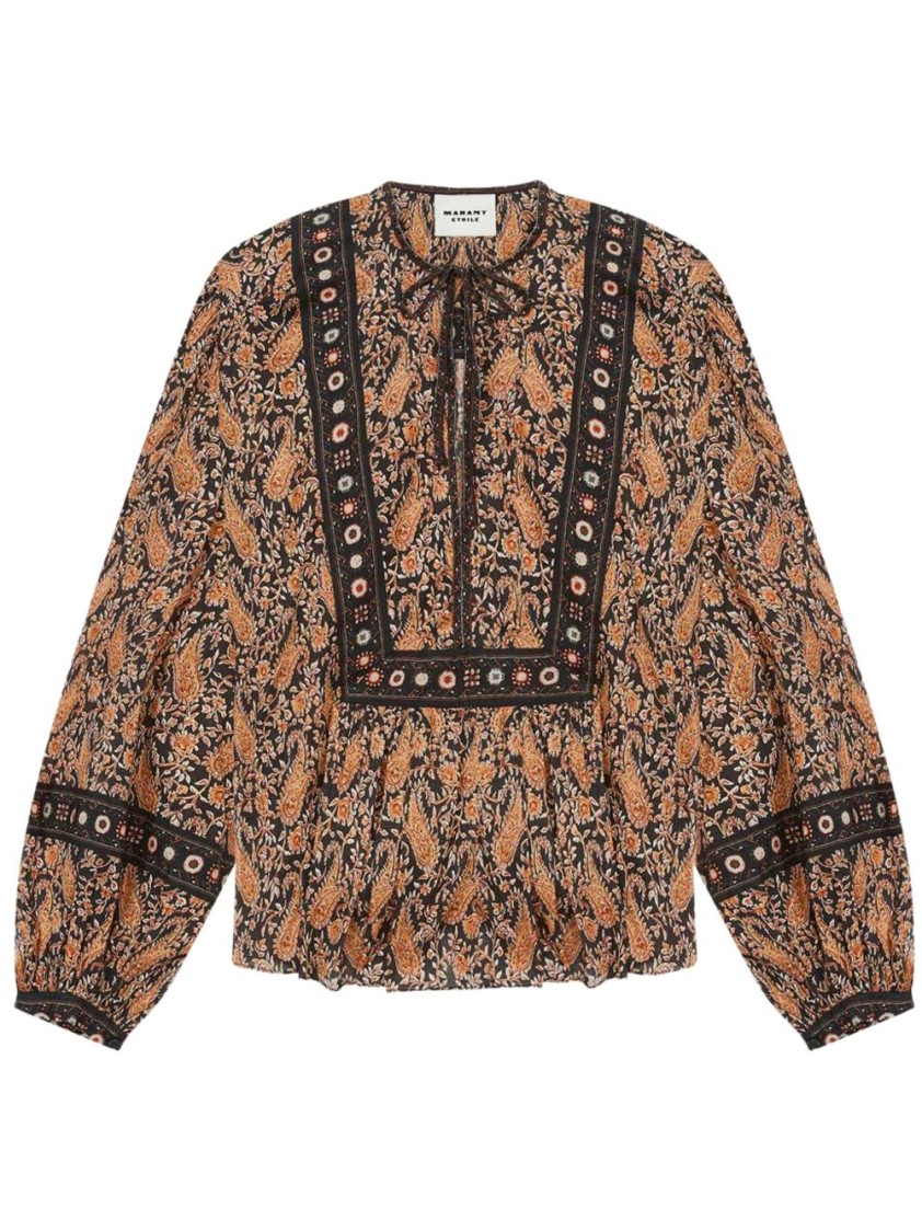 ISABEL MARANT ÉTOILE ISABEL MARANT ÉTOILE BLOUSE WITH DEEP V-NECK AND FLORAL PATTERNS