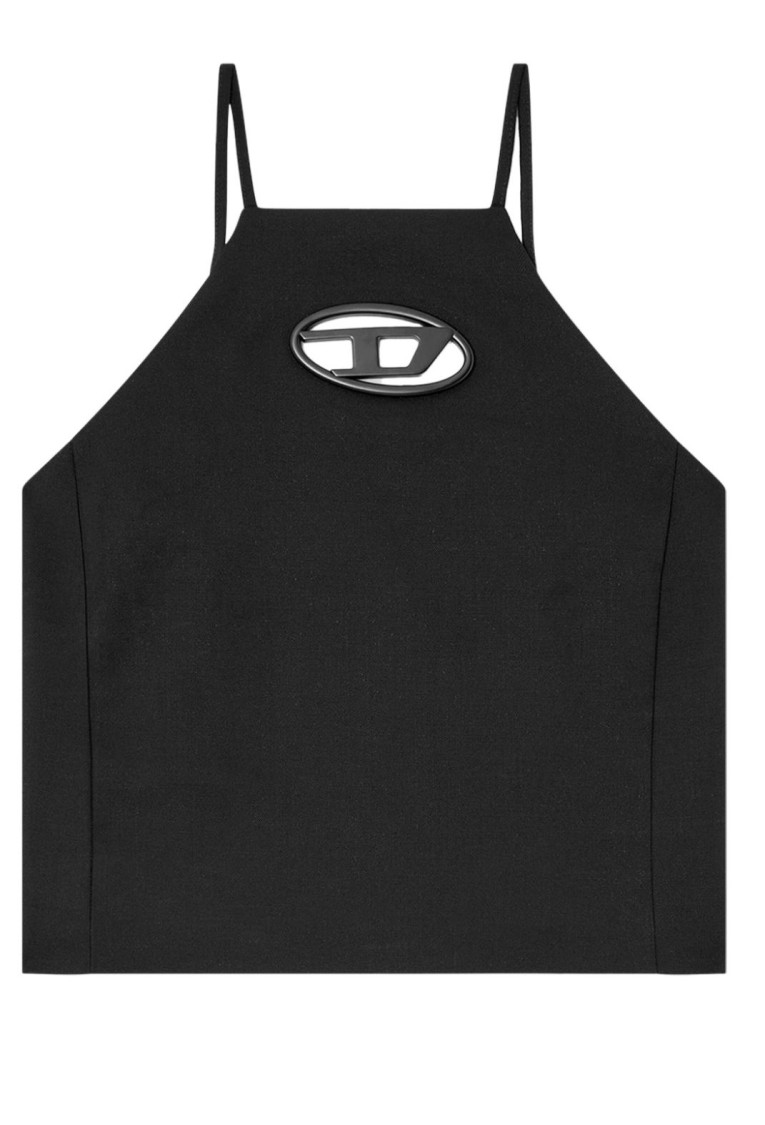 Diesel Fitted Black Top With Oval Cutout In Black