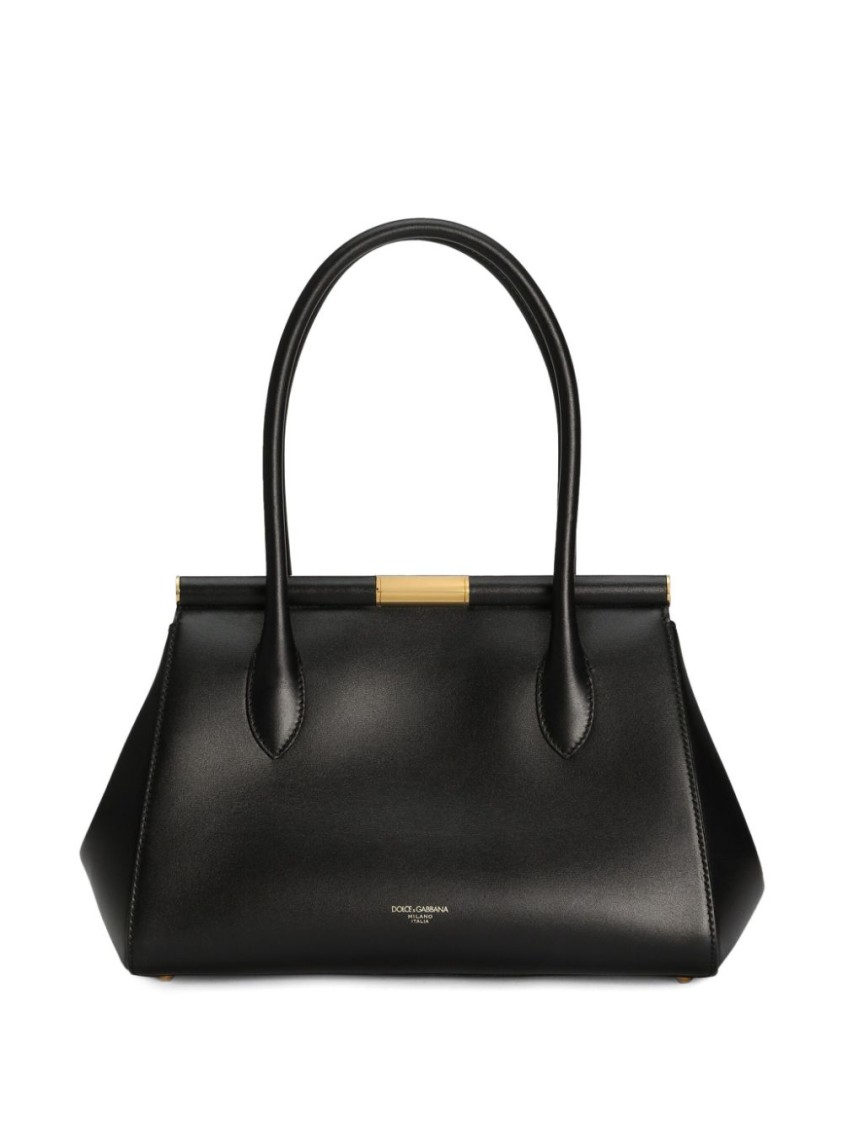 Dolce & Gabbana Structured Black Handbag In Black