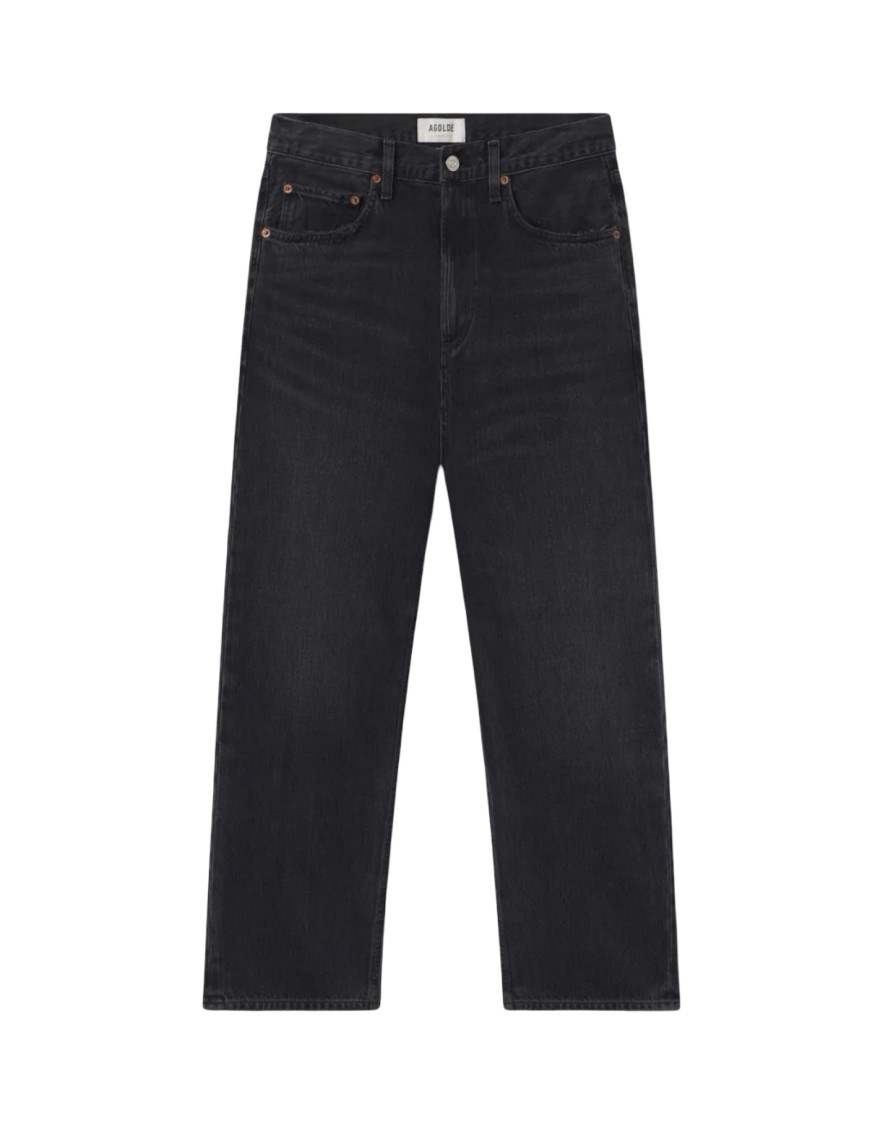 Agolde High-waisted Straight-leg Jeans With Vintage Wash Effect In Black