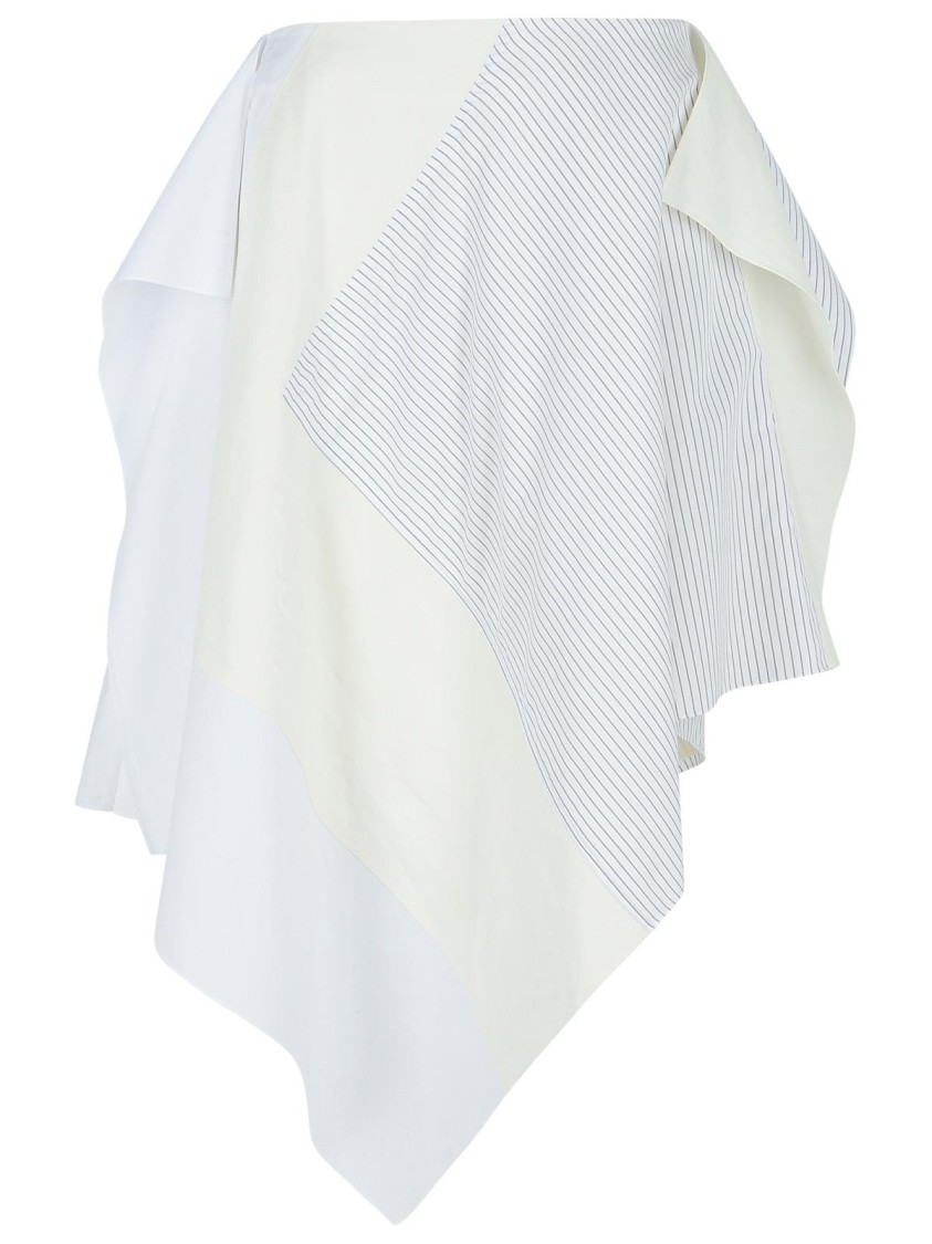 Jw Anderson Cotton Skirt With Patchwork Striped Layers In White
