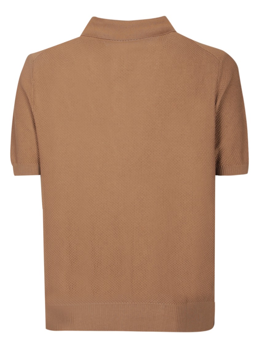 Shop Tagliatore Burnt Brown Cotton Polo With Classic Collar