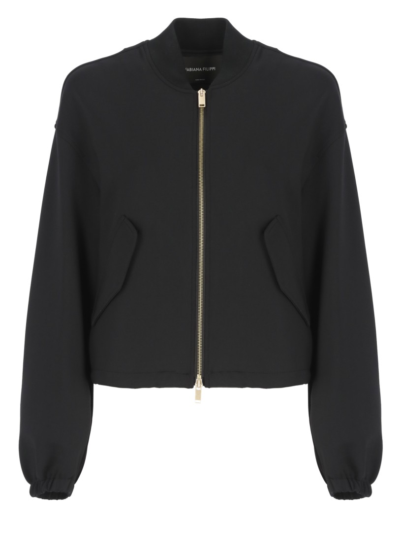 Shop Fabiana Filippi Scuba Bomber Jacket In Black