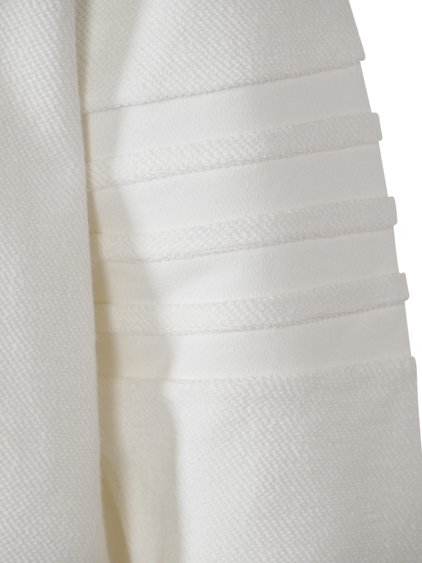 Thom Browne Crew-neck White Sweatshirt With Raised Seams In White