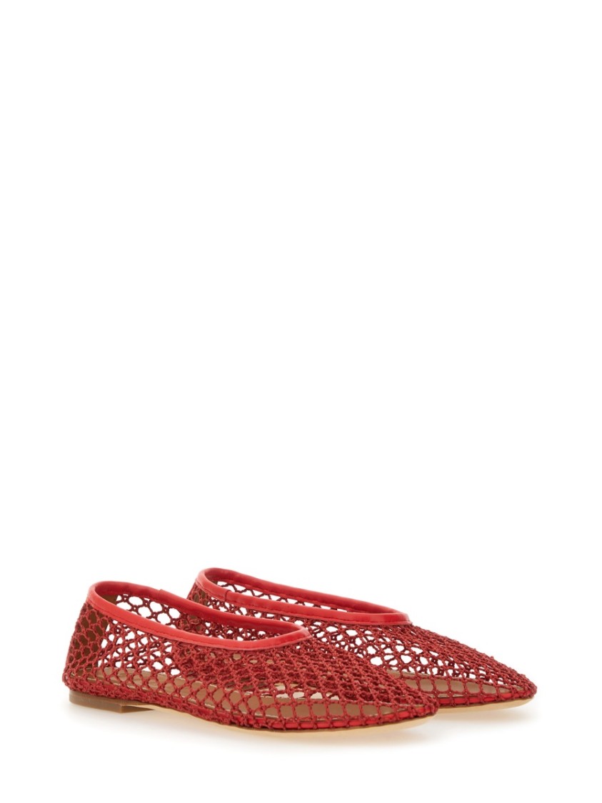 Staud Alba Ballet Flats Red Netting In Red
