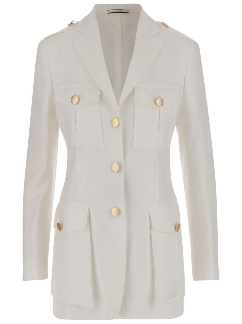 Tagliatore Single-breasted Linen Jacket In White