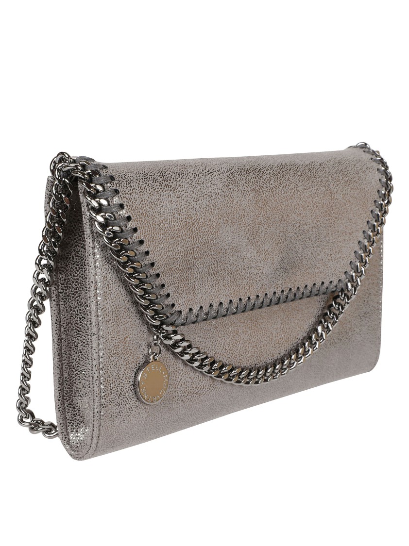 Stella Mccartney Textured Silver Clutch Bag In Gray