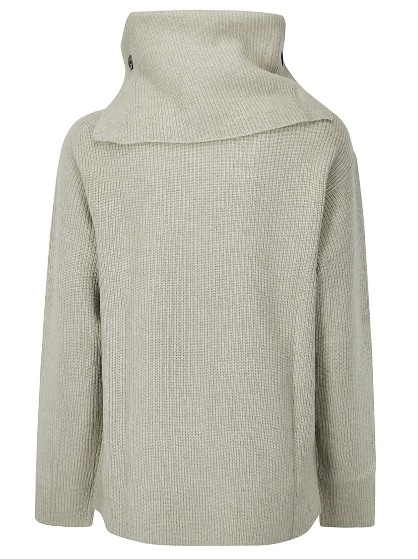 Dawei High Neck Ribbed Sweater In Neutrals