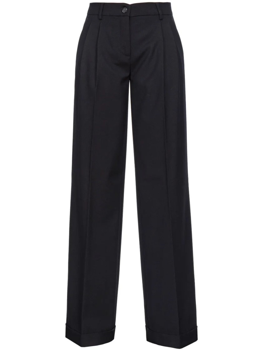 Pinko Wide-leg Trousers With Pleated Front In Blue