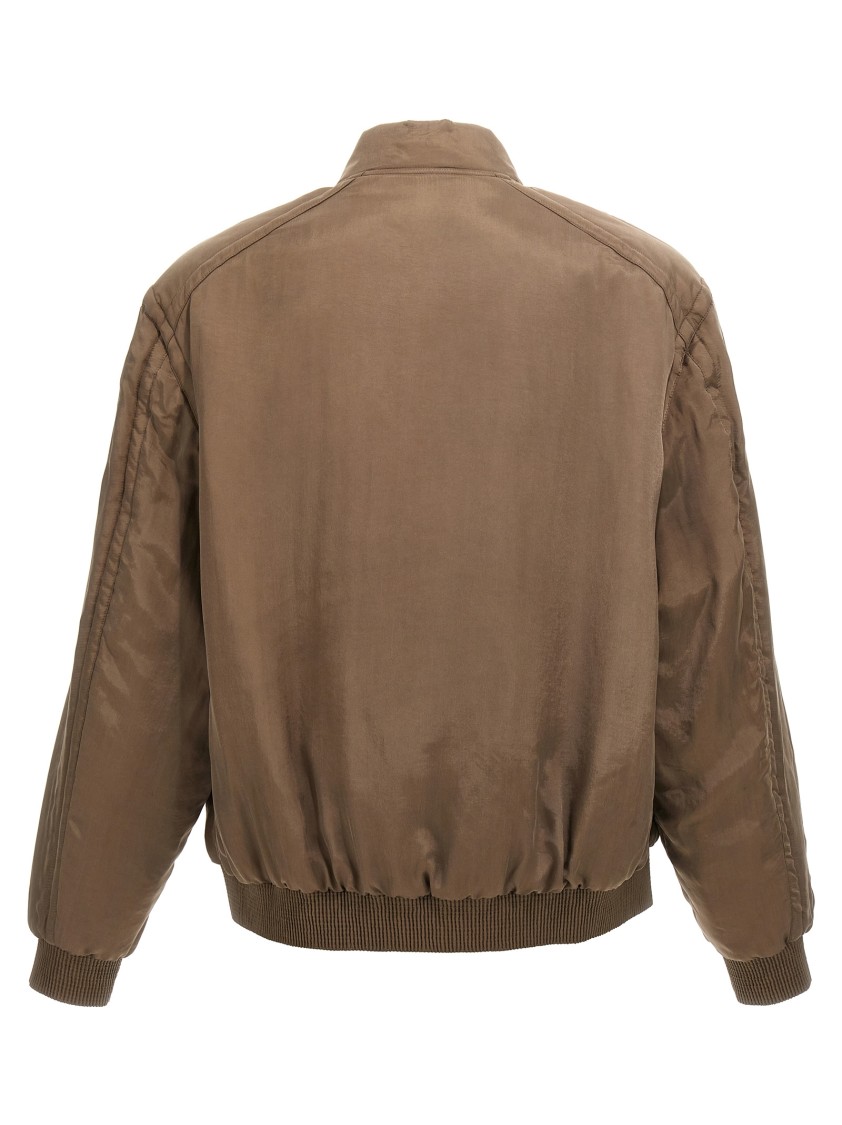 Saint Laurent Twill Teddy Bomber Jacket In Brown
