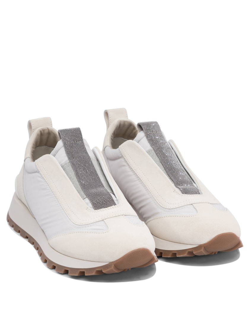 Brunello Cucinelli Calf Leather Slip-on Sneakers In White