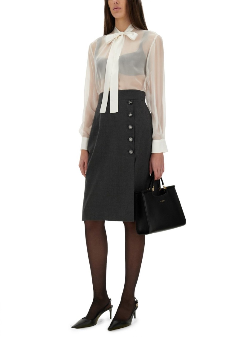 Dolce & Gabbana Chiffon Shirt With Bow In White