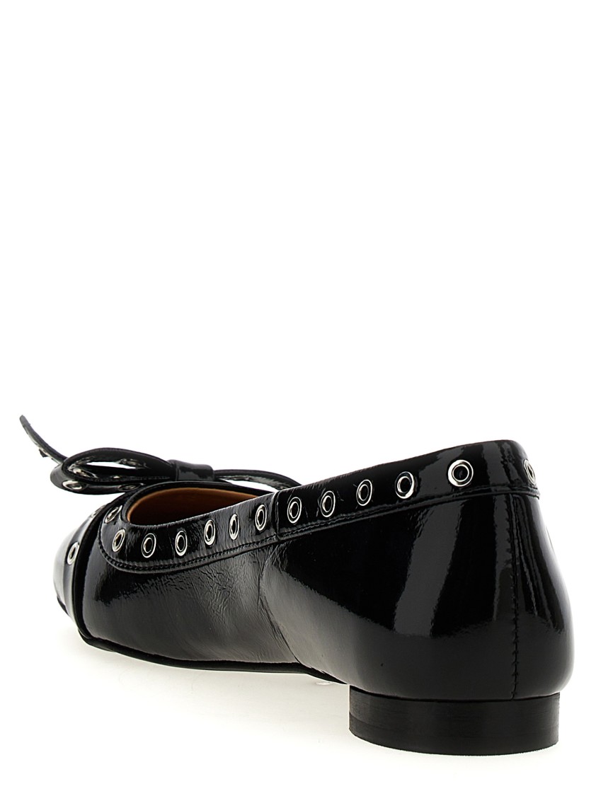 Ganni 'eyelets Bow' Ballet Flats