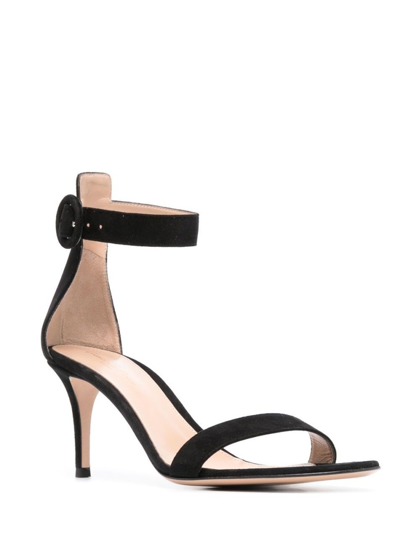 Shop Gianvito Rossi Open-toe Black Sandals With 70mm Heel