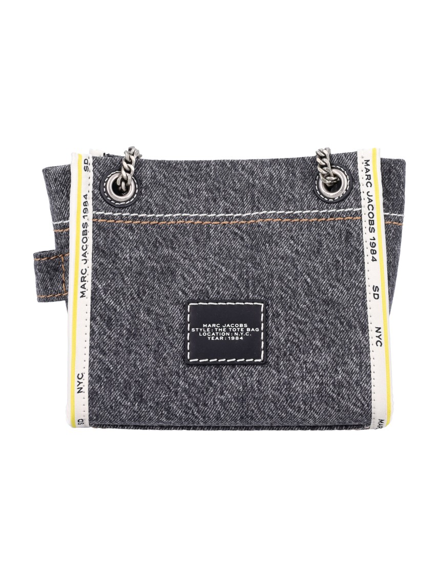 Shop Marc Jacobs The Mini Tote Bag Denim In Grey