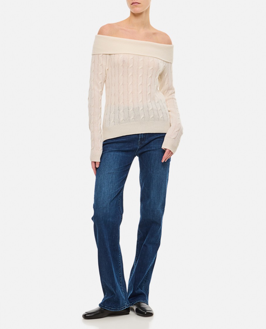 Shop Polo Ralph Lauren Ralph Lauren Collection Off Shoulder Knit In Neutrals