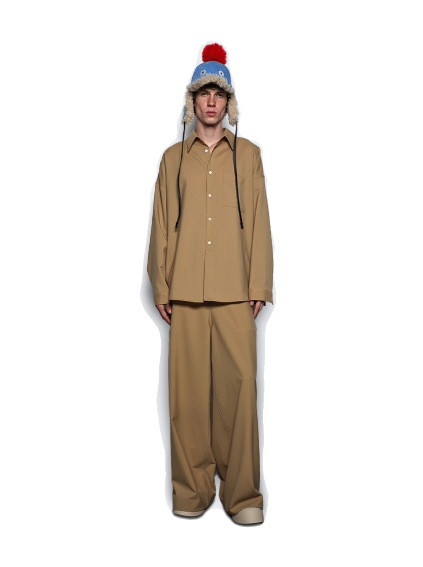 Marni Relaxed-fit Beige Trousers With Drawstring Waist In Brown