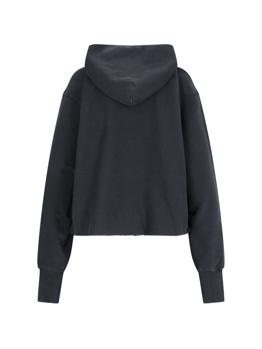 Maison Margiela Embroidered Logo Jersey Cropped Hoodie