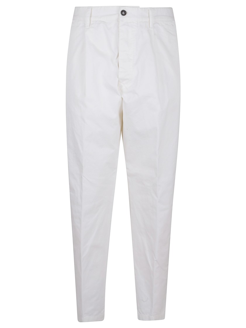 Dsquared2 Cotton Twill Trousers With Front Pleats In White