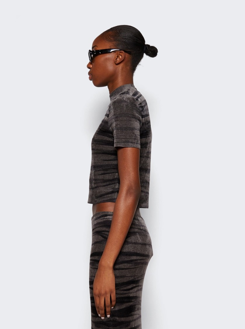Alexander Wang Digital Animal Print Chenille Top Soft Grey