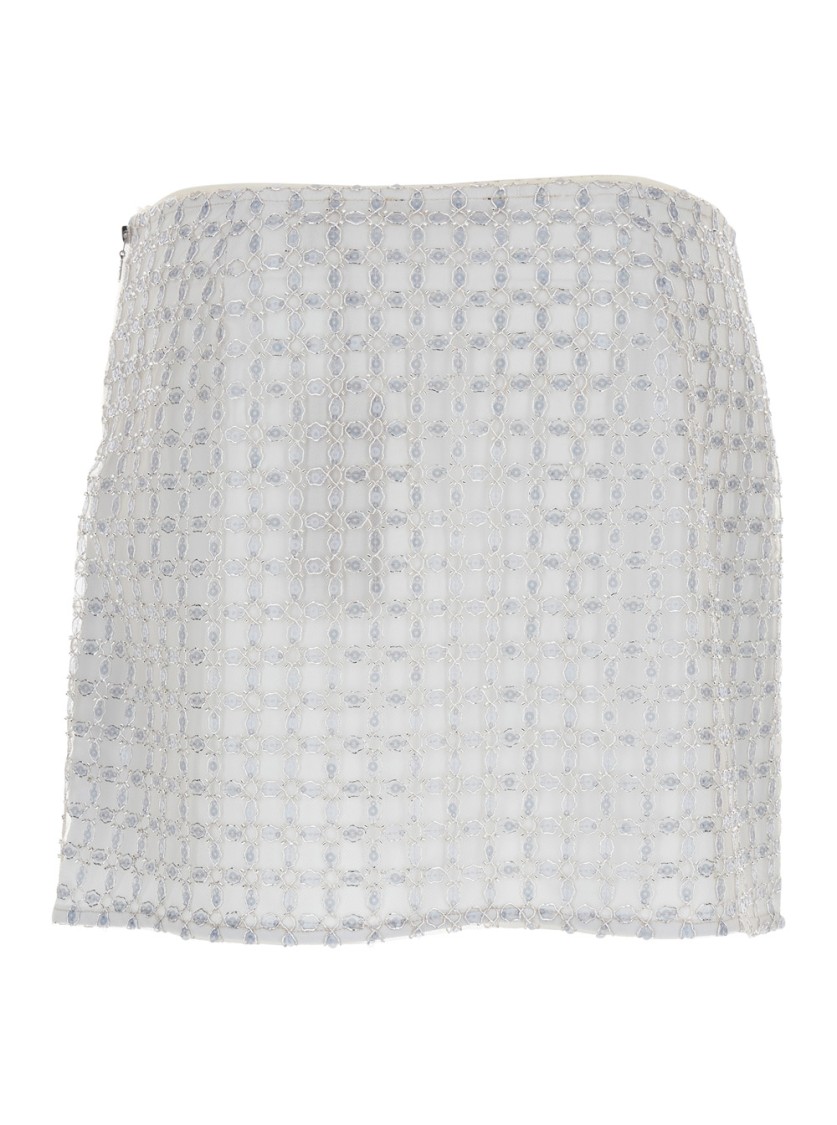 ROTATE BIRGER CHRISTENSEN ROTATE WHITE BEADED MIDI SKIRT