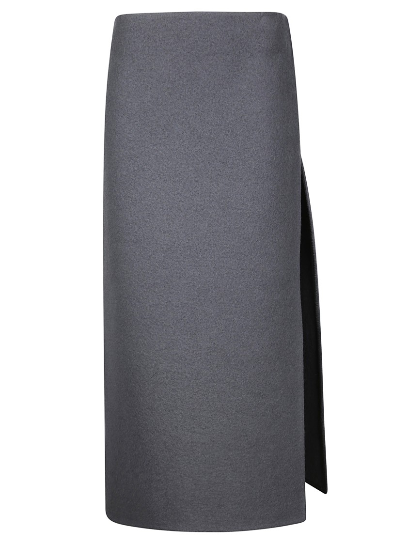 RIER RIER MIDI WOOL SKIRT WITH SIDE SLIT