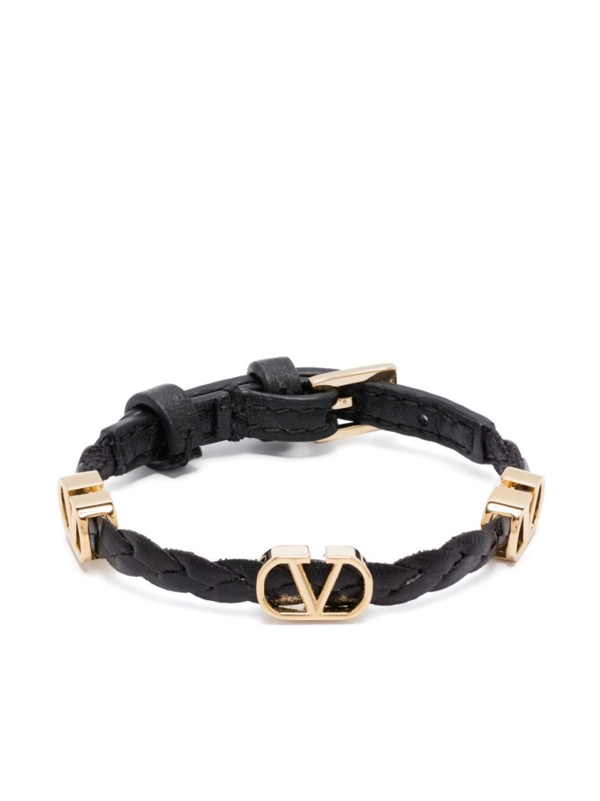 Valentino Garavani Bijoux Black Bracelet With Braided Design In Black