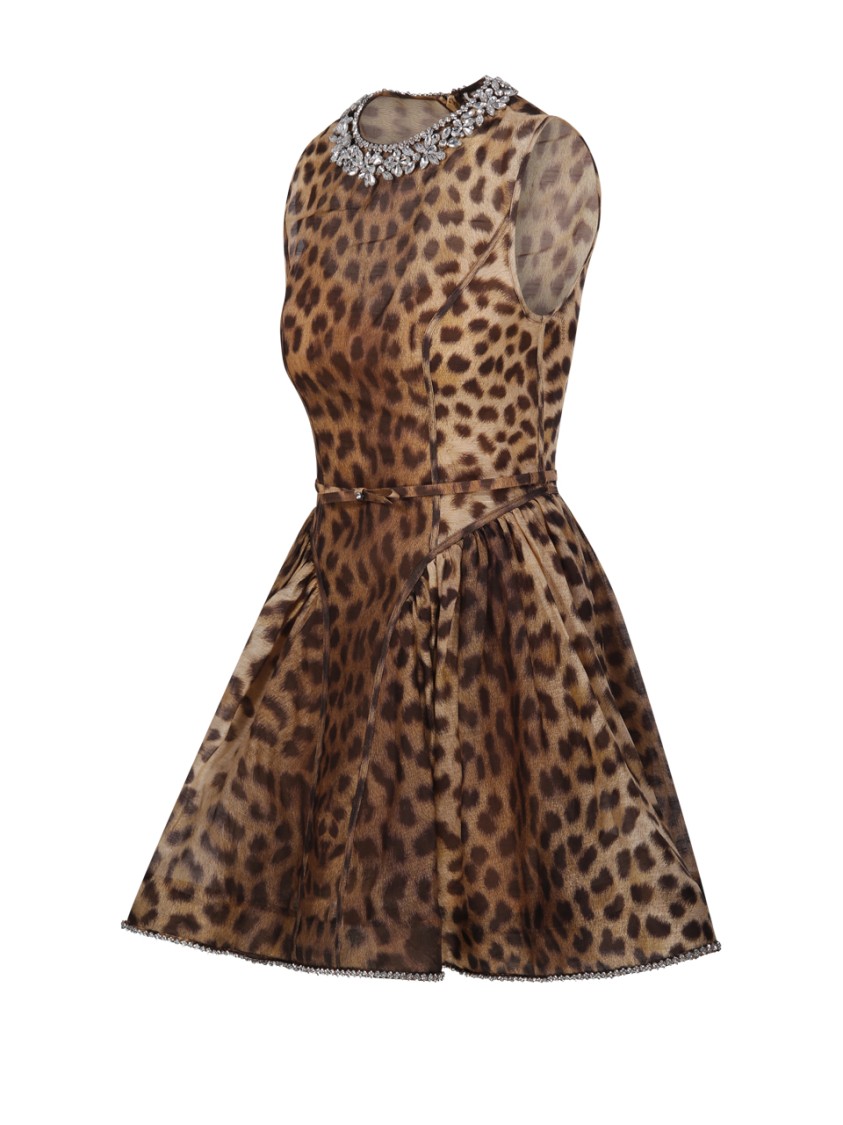 Shop Zimmermann Crush Panelled Mini Dress In Brown