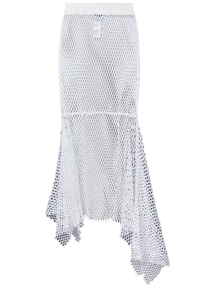 MSGM MSGM ASYMMETRIC WHITE COTTON KNIT SKIRT