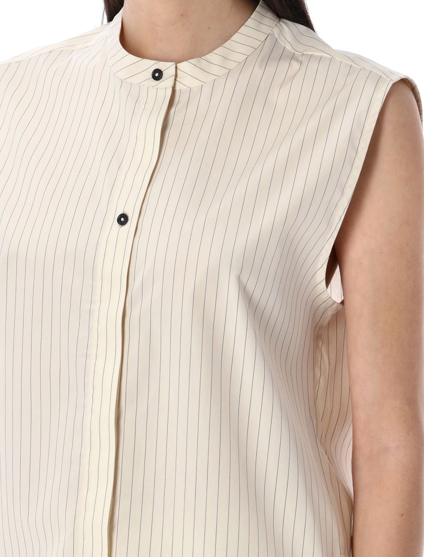 LOULOU STUDIO LOULOU STUDIO HALE STRIPES SLEEVELESS SHIRT WITH CLASSIC COLLAR