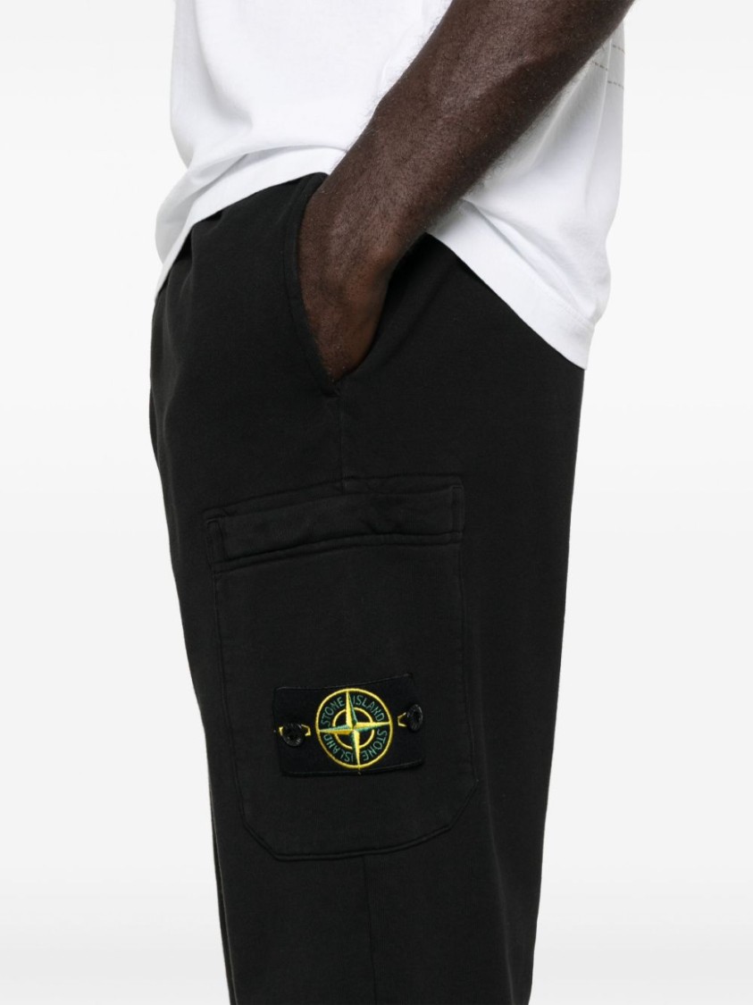 Shop Stone Island Streamlined Black Trousers