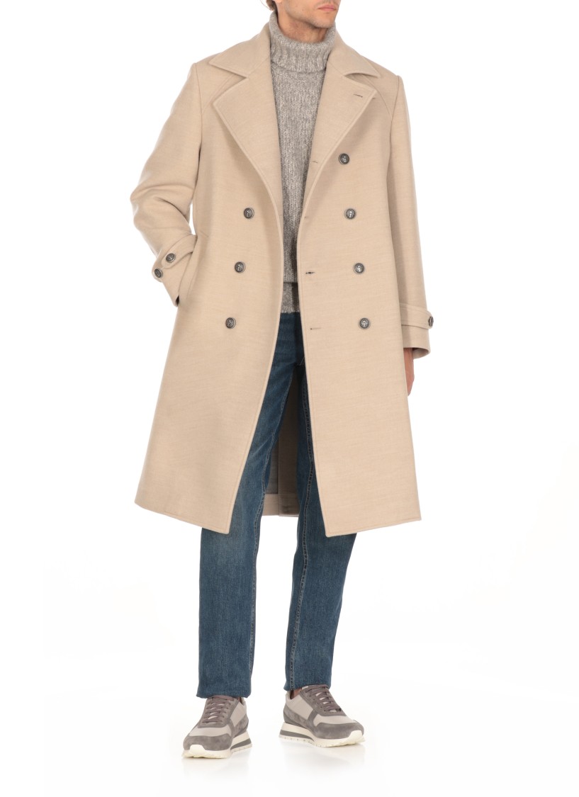 Brunello Cucinelli Double-breasted Coat In Neutrals